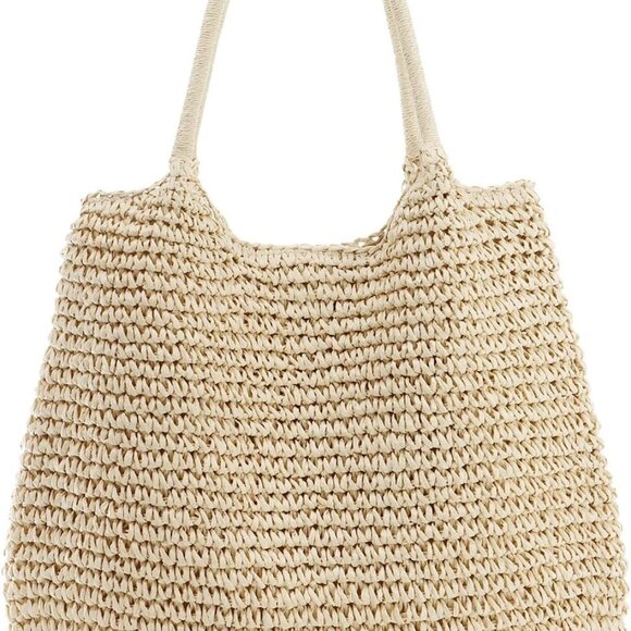 Large Straw Beach Bag Women Woven Tote Summer Handbag Shoulder - Picture 1 of 7